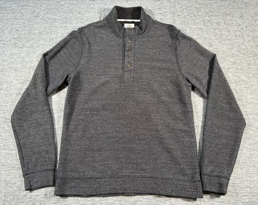 Marine Layer Clayton Henley Sweater Mens Large Gray Casual Textured Pullover